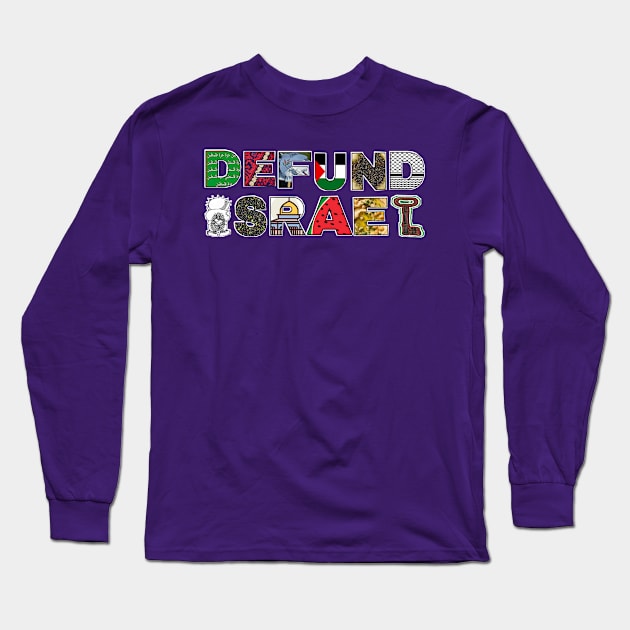 Defund Israel - Palestine Symbols - Back Long Sleeve T-Shirt by SubversiveWare